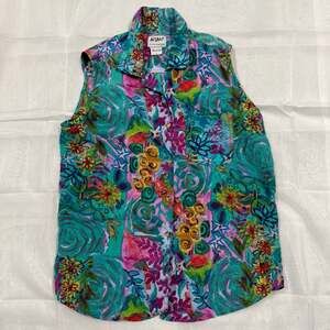 Vintage 100% Cotton Abstract Floral Button Down Shirt Avant Garde Maximalist